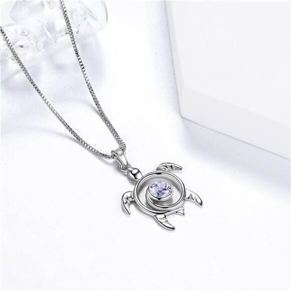 Silver Turtle Necklace Aurora Tears Celtic Spiral 925 Sterling Silver Women - Picture 3 of 7